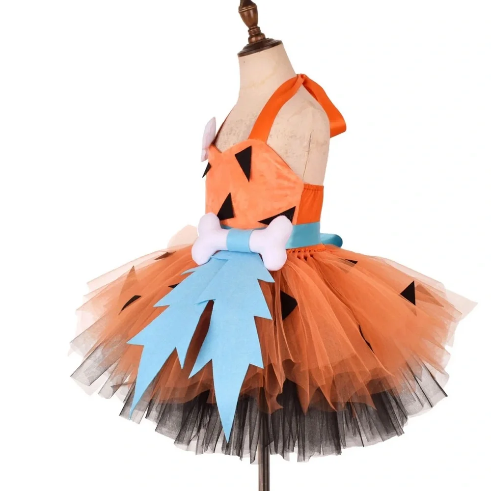 FLINSTONE KIDS ORANGE AND BLACK KIDS COSTUME WITH HEADBAND - Picture 2 of 7